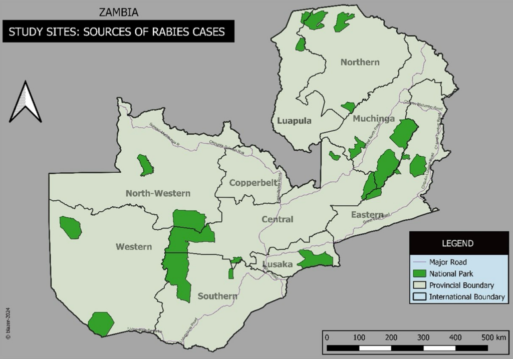 Figure 1: Study sites: sources of rabies cases