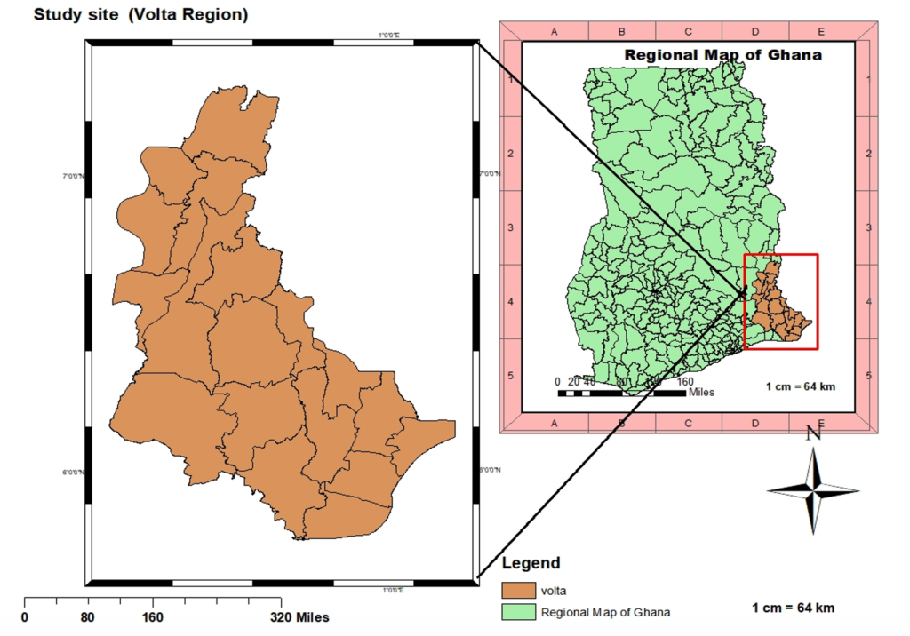 Figure 1: Volta Regional Map with Selected Study Sites