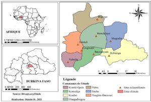 Figure 1: Map showing the different sites where the comparative intradermal tuberculin test was carried out
