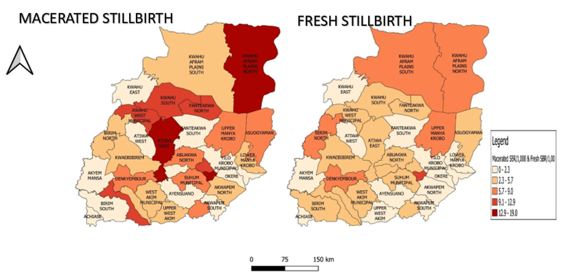Figure 4: Distribution of Macerated and Fresh Stillbirth in the Eastern Region, 2022