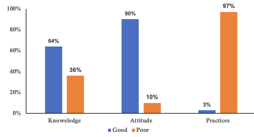Figure 1. Knowledge, attitude and practices towards mpox among community health workers, Mbarara City, Uganda, February 2025 (n=202)