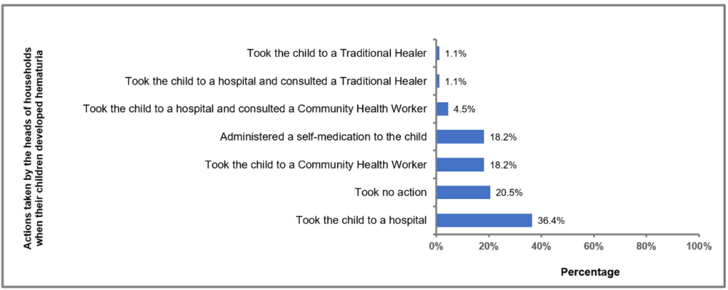 Figure 2: Actions carried out by the heads of households when their children got hematuria, Wahala Health area, Haho Health District, Togo, March 2020