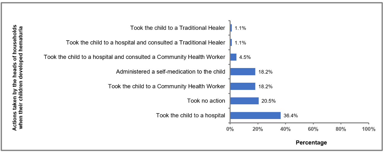 Figure 2: Actions carried out by the heads of households when their children got hematuria, Wahala Health area, Haho Health District, Togo, March 2020