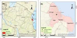 Figure 1: Location of study area (a) Tanzania and (b) Dar es Salaam Region