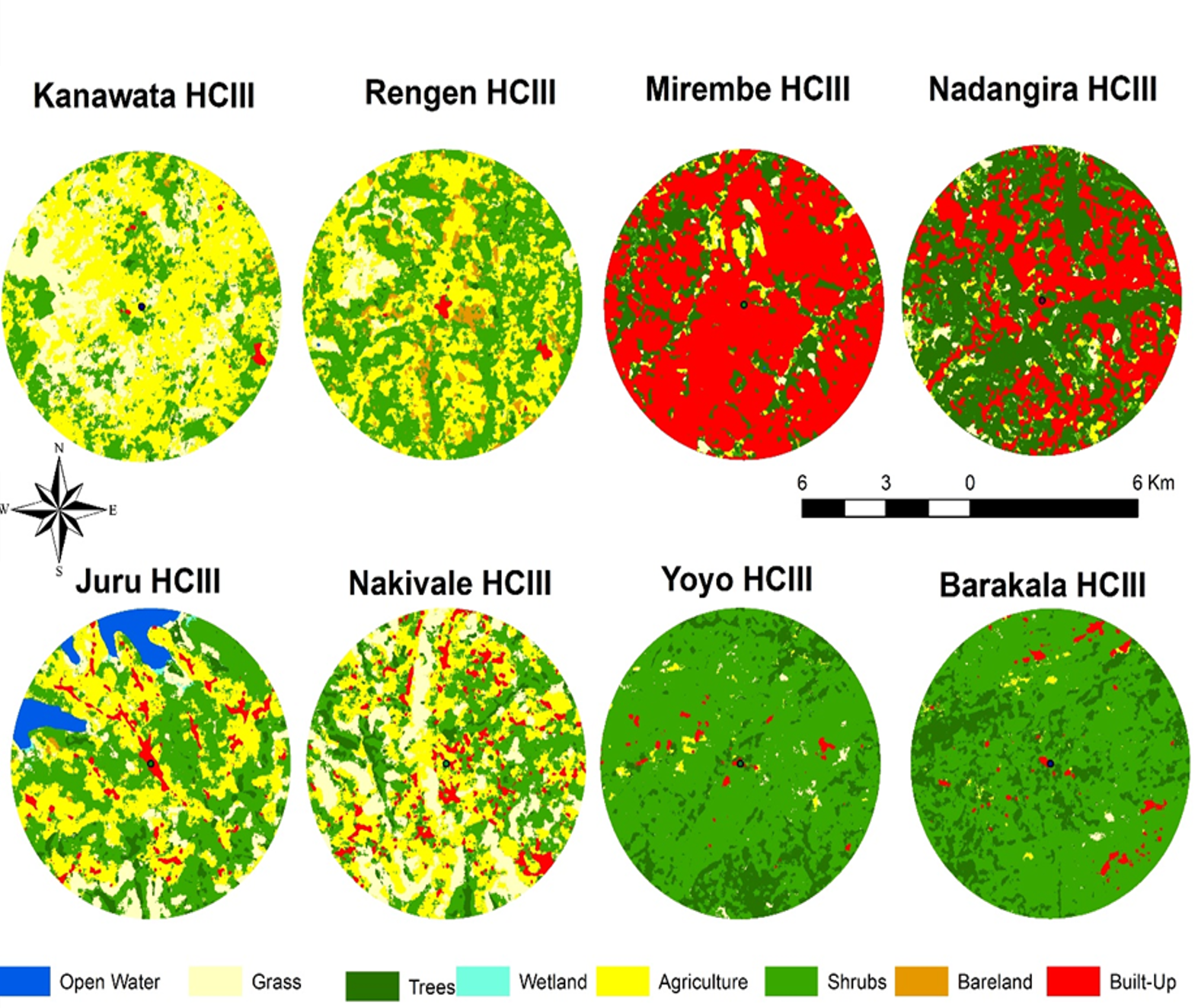 Figure 7: Spatial and temporal variation in land use and land cover within the four study areas