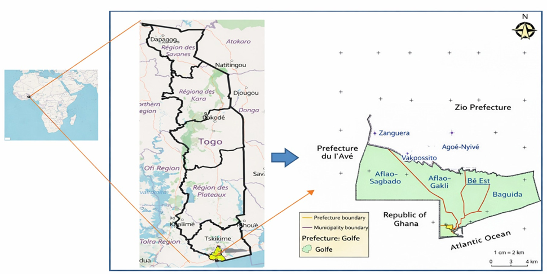 Figure 1: Location of the Golfe Health District, Togo. Ministry of Health of Togo)