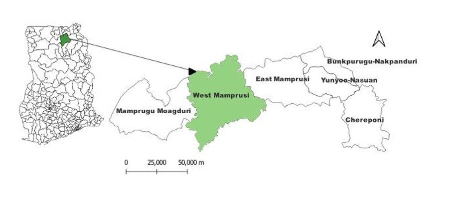 Figure 1: Map of Ghana, showing West Mamprusi Municipality (evaluation setting).